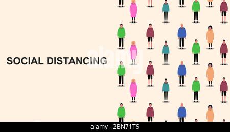 Illustration vectorielle de la distance de sécurité entre les personnes Illustration de Vecteur