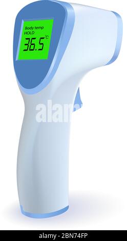 vecteur réaliste d'éléments 3d du thermomètre infrarouge sans contact isolé sur fond blanc. Illustration de Vecteur