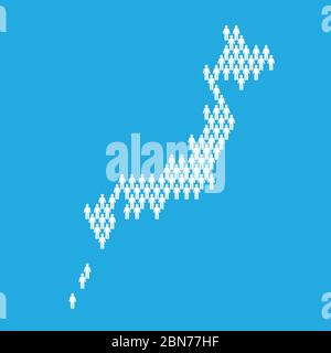 Population japonaise. Carte statistique faite de bâton figure personnes Illustration de Vecteur