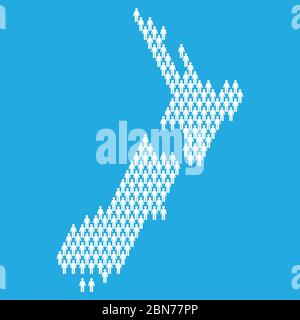 Population de la Nouvelle-Zélande. Carte statistique faite de bâton figure personnes Illustration de Vecteur
