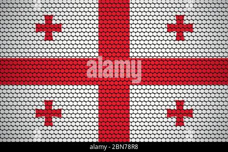 Drapeau abstrait de la Géorgie fait de cercles. Drapeau géorgien conçu avec des points colorés pour un look abstrait moderne et futuriste. Illustration de Vecteur