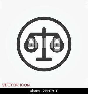 Icône échelles. Icône vecteur échelles de justice. Symbole de la Cour de justice. Illustration de Vecteur