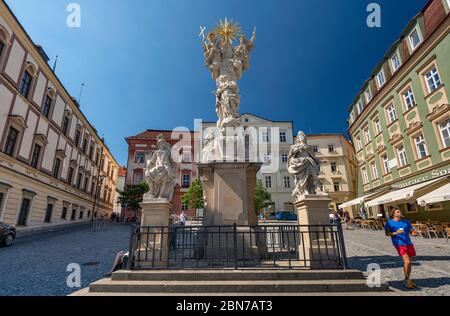 Colonne de la Trinité à Zelny trh (place du marché des choux) à Brno, Moravie, République tchèque, Europe centrale Banque D'Images