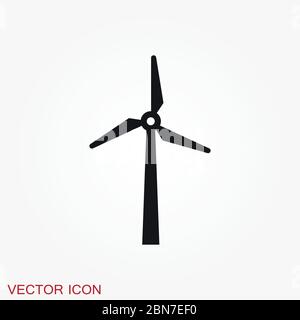 Icône vecteur de vent, symbole de turbine de vent isolé sur fond. Illustration de Vecteur