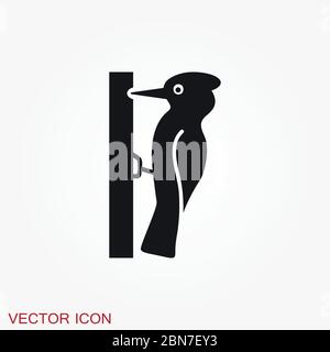 Icône de vecteur Woodpecker. Symbole oiseau isolé sur fond. Illustration de Vecteur