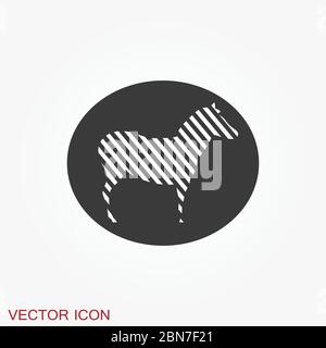 Icône Zebra isolée sur fond blanc, zoo animal Illustration de Vecteur