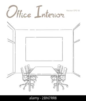 Salle de réunion part croquis vector illustration Illustration de Vecteur