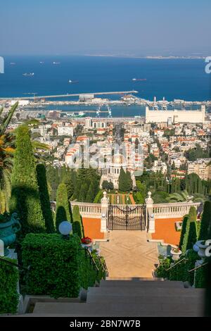 Une belle photo de les jardins de Bahai à Haïfa en Israël. Banque D'Images