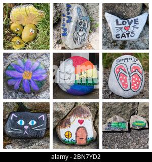 Pierres peintes long Preston Banque D'Images