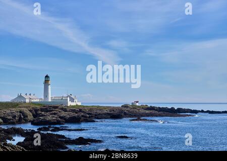 Phare de Langness et foghorn à Dreswick point, sur l'île de Man Banque D'Images