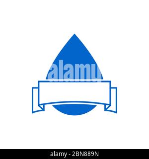 Modèle de logo graphique Water Drop, avec concept de conception d'étiquette vierge pour le slogan ou le nom de la société. Illustration de Vecteur