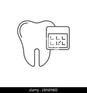 Calendrier avec symbole d'icône de vecteur de dent isolé sur fond blanc Illustration de Vecteur