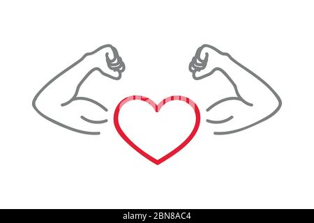 Style de vie sain coeur fort avec les bras musculaires vecteur illustration EPS10 Illustration de Vecteur