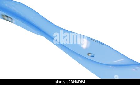 Surface transparente avec vagues d'eau et bulles, illustration 3D Banque D'Images
