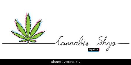 Bannière web vecteur boutique de cannabis. Marijuana légalisée, chanvre, mauvaises herbes, bannière feuille de cannabis, fond, affiche Illustration de Vecteur