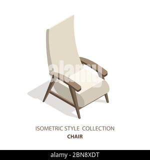 Fauteuil intérieur de style isométrique à motif vectoriel 3D Illustration de Vecteur