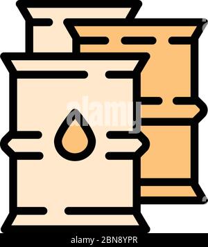 Icône de barils d'acier brut. Contour des barils d'acier de pétrole icône vectorielle pour la conception de la bande isolée sur fond blanc Illustration de Vecteur