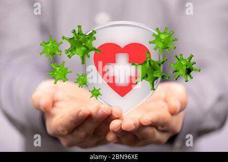 Une attaque de virus de la grippe 3D numérique Banque D'Images