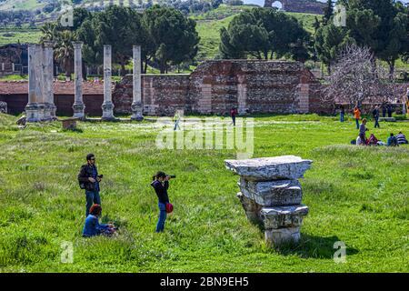 Ruines hellénistiques à Laodykeia près de Pamukkale, Turquie Banque D'Images