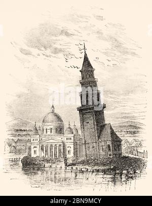 Tour de Syuyumbike, Kremlin de Kazan, République du Tatarstan, Russie. Illustration gravée du XIXe siècle, le Tour du monde 1863 Banque D'Images