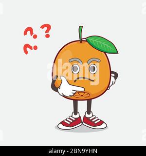 Une illustration du personnage de mascotte de dessin animé Navel Orange dans un geste confus Illustration de Vecteur