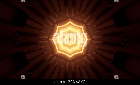 Projection virtuelle de plusieurs lumières disposées dans une répétition semi-circulaire derrière un arrière-plan plus sombre Banque D'Images