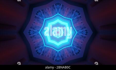 Projection virtuelle de plusieurs lumières disposées dans une répétition semi-circulaire derrière un arrière-plan plus sombre Banque D'Images