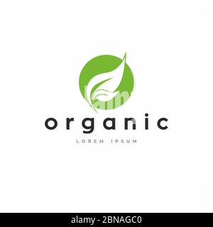 Logo de mot ORGANIQUE . Icône écologie - isolé sur fond blanc. Conception graphique, mnémonique modifiable, illustration Banque D'Images