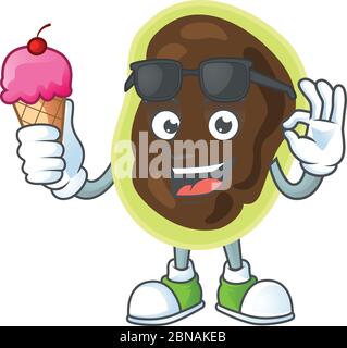 Bonne face de firmicutes caricature mascotte ayant une glace