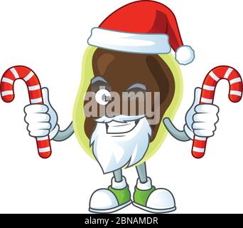 Personnage de dessin animé de firmicutes comme un père Noël ayant des bonbons