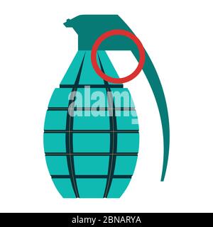 Icône grenade, style couleur plate. Lancer d'attaque fragmentée explosive de l'armée militaire Illustration de Vecteur