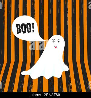 Boo fantôme halloween message concept. Illustration de Vecteur