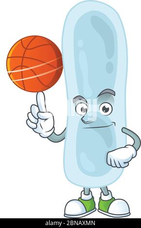 Une mascotte sportive de style klebsiella pneumoniae jouant au basket-ball de ligue Illustration de Vecteur