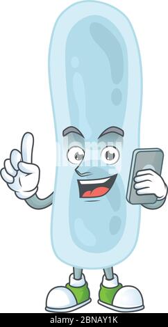 dessin animé concept de klebsiella pneumoniae parlant avec des amis au téléphone Illustration de Vecteur