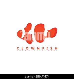 Il s'agit d'une image de logo Clownfish qui utilise un style d'espace négatif. Ce logo convient aux entreprises du domaine de l'élevage de poissons ornementaux. Illustration de Vecteur