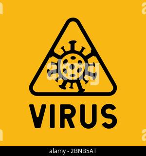 Signe d'attention aux virus, icône représentant un triangle vectoriel sur fond jaune Illustration de Vecteur