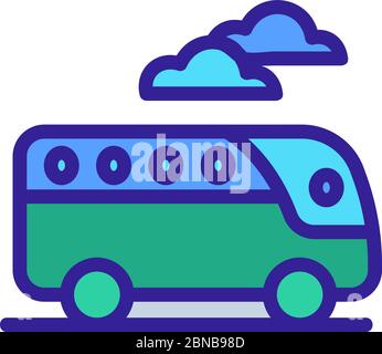 bus touristique dans la route nuages arrière-plan icône vecteur illustration Illustration de Vecteur