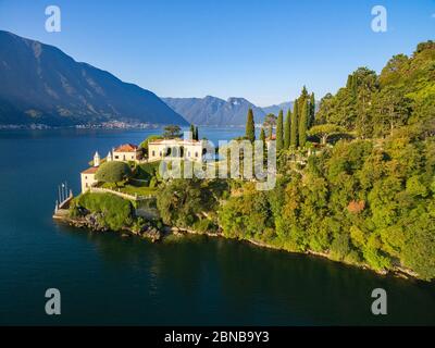 Villa del Balbianello (1787) - Lavedo - Lenno - Lac de Côme (IT) - vue panoramique aérienne Banque D'Images