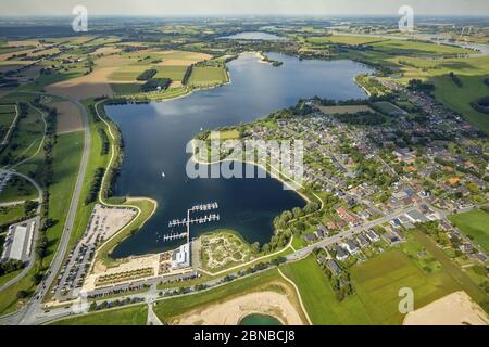 , lac Xantener Suedsee à Xanten, 03.09.2017, vue aérienne, Allemagne, Rhénanie-du-Nord-Westphalie, Xanten Banque D'Images