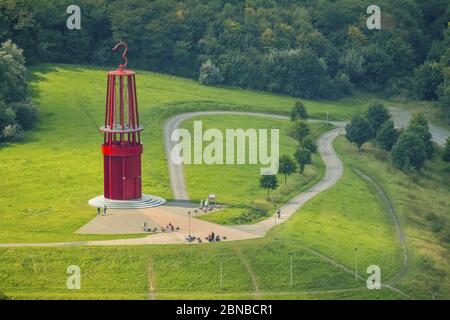 , 'Geleucht' (sculpture en forme de lampe pi) sur le sommet de la réserve Rheinpreussen, 03.09.2017, vue aérienne, Allemagne, Rhénanie-du-Nord-Westphalie, Moers Banque D'Images