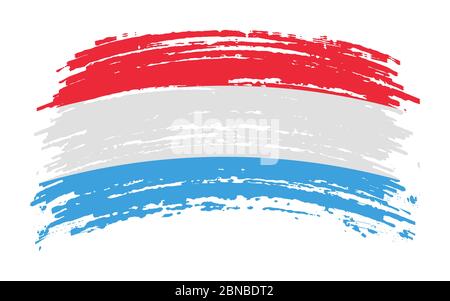 Drapeau luxembourgeois déchiré en forme de pinceau de grunge, image vectorielle Illustration de Vecteur