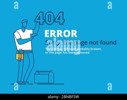 Erreur 404 page. Panne de l'ordinateur, concept OOPS. Navigateur de déconnexion de modèle de vecteur de site Web, illustration de page de fenêtre incorrecte Illustration de Vecteur