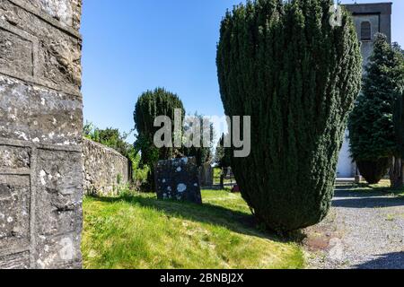 Partie du vieux cimetière à côté de Saint-Jean, Eglise d'Irlande, Eglise à Clondalkin, Dublin, Irlande. Le cimetière date de 630AD. Banque D'Images