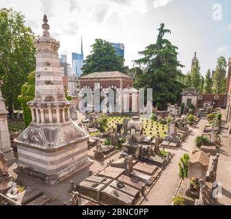 Milan, Italie, 8 juin 2019 - dans la partie juive du cimetière monumental (Cimitero Monumentaire) de la ville Banque D'Images