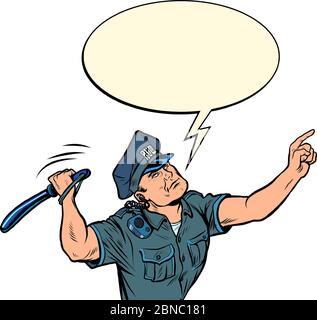 Le policier frappe avec un bâton Illustration de Vecteur