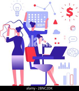 Le multitâche. Femme d'affaires qui résolvait des tâches urgentes. Illustration de vecteur de gestion de projet, de réalisation et de compétence professionnelle. Femme d'affaires multitâche, femme d'affaires travail Illustration de Vecteur