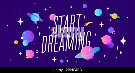 Commencez à rêver. Bannière de motivation, bulle de discours Illustration de Vecteur