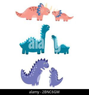 Ensemble de dinosaures pour mères et bébés Illustration de Vecteur