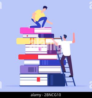 Aide et soutien dans le concept de vecteur d'éducation. Illustration du concept de soutien à l'éducation. Pile de livres Illustration de Vecteur