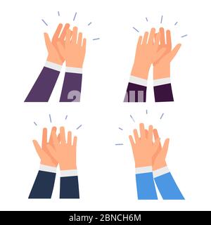 Vecteur plat qui claque les icônes des mains isolées sur fond blanc. Illustration des mains de la claque, appréciation de l'entreprise Illustration de Vecteur